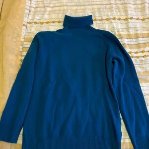 Merino wool Blue Turtleneck Sweater
